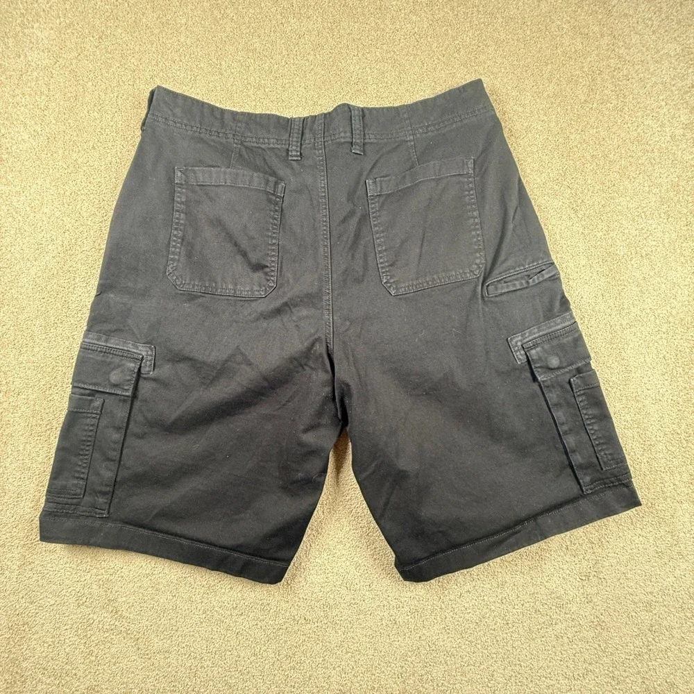 Sun + Stone Mens Black Cargo Shorts Size 38 Utility Multi Pocket Casual Cotton